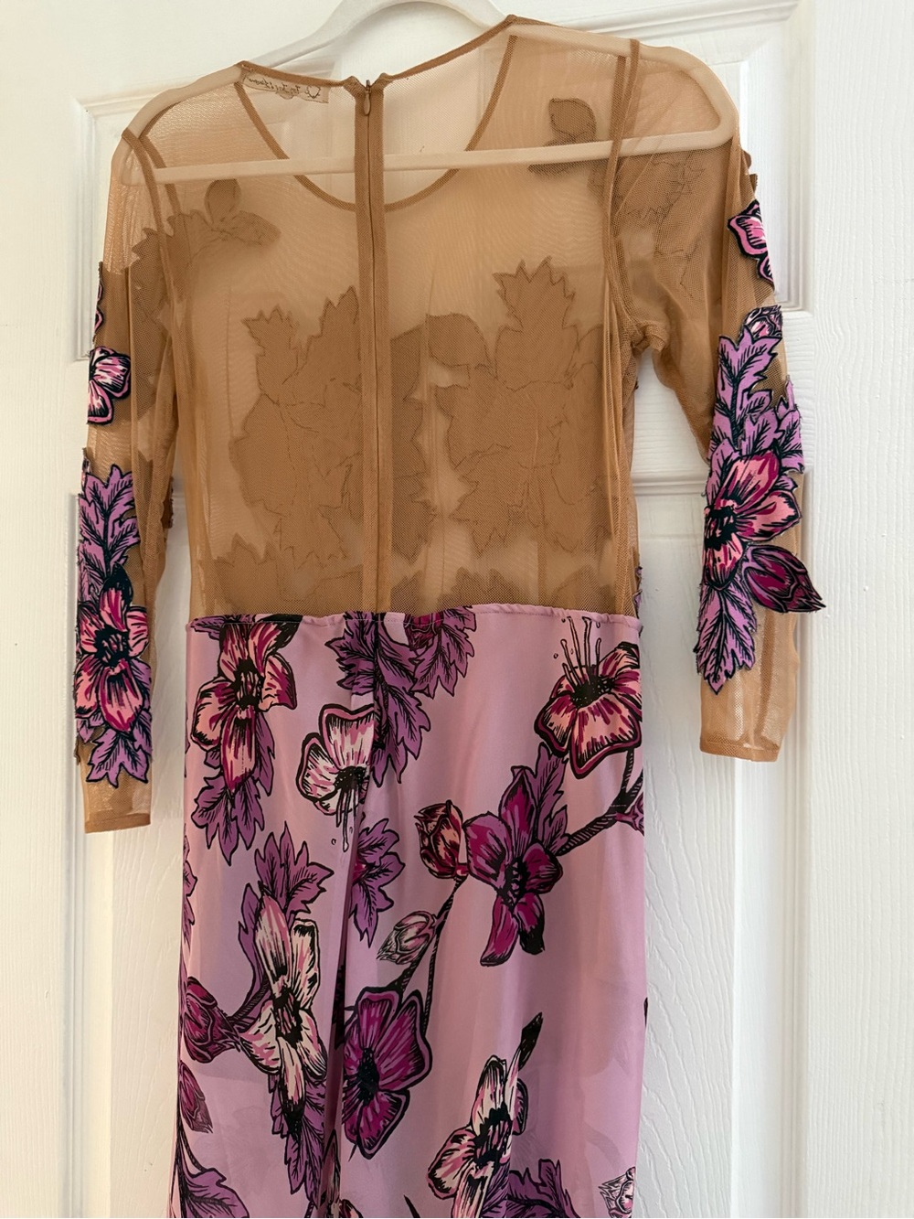 For Love & Lemons Floral Appliqué Lavender Maxi Dress - Picture 12 of 12